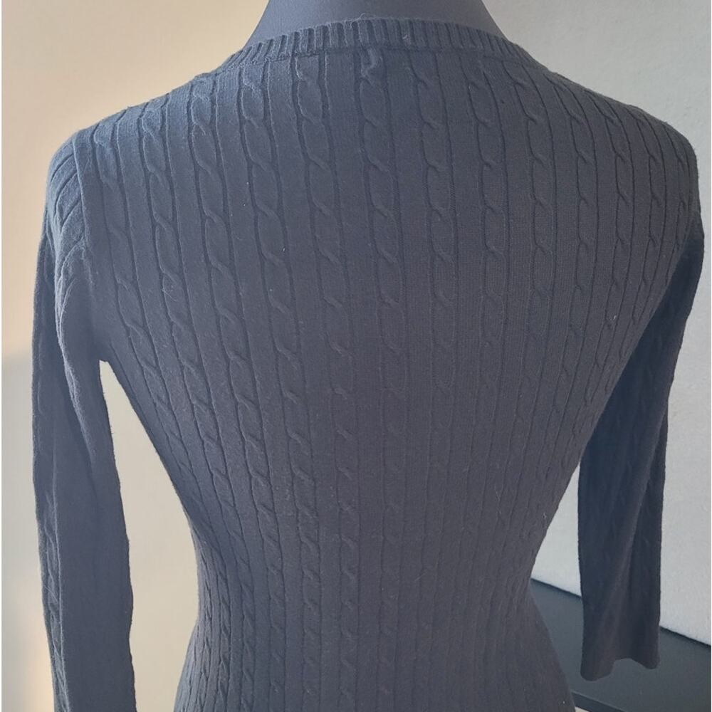 VTG August Silk Black Cable Knit Sweater PS Clueless Academia Y2K Chic - Picture 4 of 9